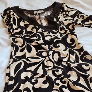 Elegant Black and Cream Long Sleeve Dress